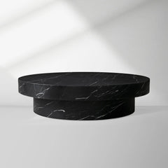Cinzia Natural Marble Round Coffee Table Stone Cocktail Table Plinth Base Sofa Center Tea Table