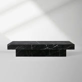 Cinzia Rectangle Stone Coffee Table Natural Marble Cocktail Table Plinth Base Sofa Center Tea Table