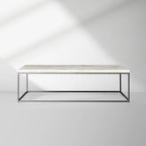 Arielle Rectangle Coffee Table Fossilized Clamshell Top Cocktail Table Iron Base Sofa Center Tea Table