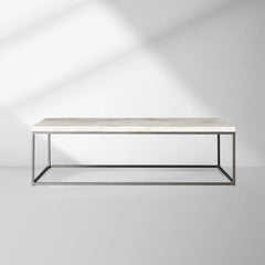 Arielle Rectangle Coffee Table Fossilized Clamshell Top Cocktail Table Iron Base Sofa Center Tea Table