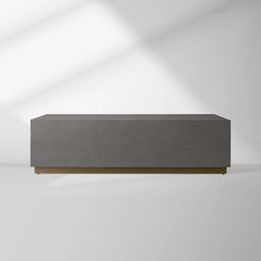 Malone Rectangular Leather Coffee Table Modern Steel Base Cocktail Table Living Room Wood Center Tea Table