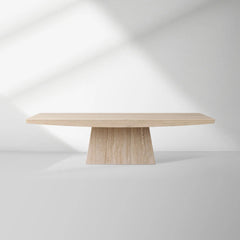 Ilaria Light Travertine Coffee Table Italian Stone Pedestal Center Tea Table Living Room Cocktail Table