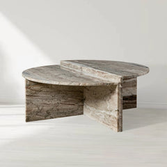 Riggs Modular Marble Circular Coffee Table Natural Stone Cocktail Table Sofa Center Tea Table