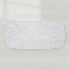 Danny Marble Top Coffee Table Oak Wood Cocktail Table Living Room Rectangle Center Tea Table