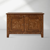 Stefania Hand-Painted Florals Buffet Cabinet Poplar Wood Sideboard Living Room Entryways Cabinet