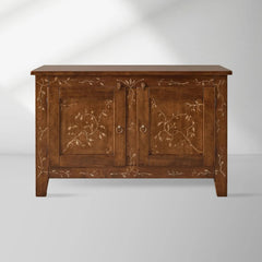 Stefania Hand-Painted Florals Buffet Cabinet Poplar Wood Sideboard Living Room Entryways Cabinet