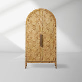 Hattie Burl Tall Cabinet Living Room Natural Wood Grain Storage Cabinet