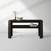 Chiseled Mahogany Entrance Console Table Wood Deep Brown Hallway Entryway Table