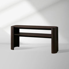 Chiseled Mahogany Entrance Console Table Wood Deep Brown Hallway Entryway Table