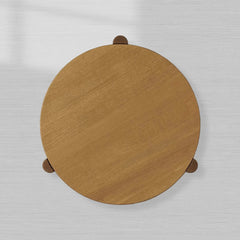 Lonelle Oak Coffee Table Round Versatile Nesting Cocktail Table Column-Style legs Center Tea Table