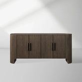 Astor Marble Top Sideboard Buffet Table Wood Living Room Entryways Cabinet Reeded Detailing