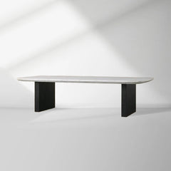 Saint Germain Marble Top Coffee Table Living Room Cocktail Table Clement Wood Base Center Tea Table