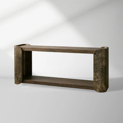 Alvaro Primavera Wood Entryway Console Table Oxidized Aluminum Hallway Entrance Table