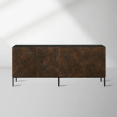 Theota Teak Sideboard Sunburst Pattern Buffet Table Wood Living Room Entryways Cabinet