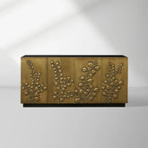 Etasha Wood Sideboard with Brass Panels Media Console TV Cabinet luxury Dining Entryway Buffet Table