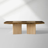 Marea Guanacaste Wood Rectangle Dining Table in Oxidized Aluminum