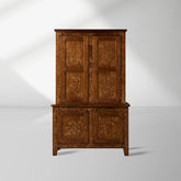 Stefania Poplar Wood Kitchen Cabinet Canaletto Sideboard Buffet Floral Motif Living Room Entryways Tall Cabinet