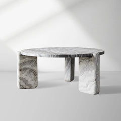 Lonelle Solid Natural Stone Coffee Table Modern Cocktail Table Living Room Center Tea Table