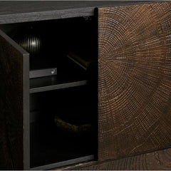 Theota Teak Sideboard Sunburst Pattern Buffet Table Wood Living Room Entryways Cabinet