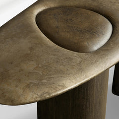 Sucurro Spalted Primavera Wood Console Entryways Table Oxidized Aluminum Top Entrance Wallway Table