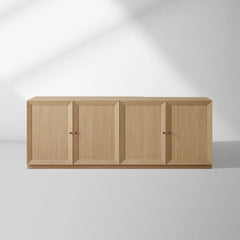 Nason Modular Four-Door Media TV Stand in Solid Oak Side Cabinet Television Storage Unit Wood Sideboard