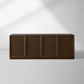 Nason Modular Four-Door Media TV Stand in Solid Oak Side Cabinet Television Storage Unit Wood Sideboard