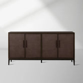 Malone Reconstituted Leather Sideboard Wood Buffet Table Living Room Entryways Cabinet