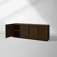 Nason Modular Four-Door Media TV Stand in Solid Oak Side Cabinet Television Storage Unit Wood Sideboard