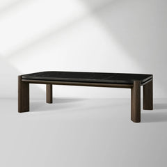 Pyet Marble Coffee Table Oak Wood Base Cocktail Table Elegance Living Room Center Tea Table