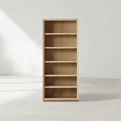 Nason Modular Bookcase Oak Wood Tall Display Cabinets with LED Lighting