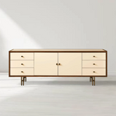 Henton Eucalyptus Wood TV Stand Living Room Entrance Six Drawers Cabinet Media Console