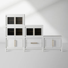 Rowan Wood Modular Wall Unit Mahogany Storage Cabinet with Reeded Glass