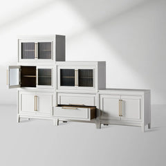 Rowan Wood Modular Wall Unit Mahogany Storage Cabinet with Reeded Glass