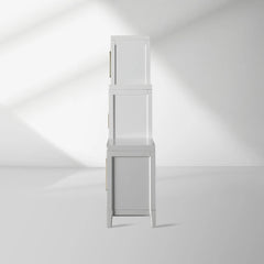 Rowan Wood Modular Wall Unit Mahogany Storage Cabinet with Reeded Glass