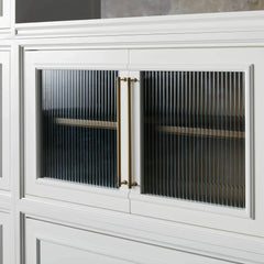 Rowan Wood Modular Wall Unit Mahogany Storage Cabinet with Reeded Glass