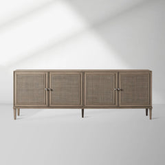 Pearson Mindi TV Stand Woven Cane Cabinet Doors Media Console Wood Sideboard Television Storage Unit