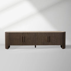 Astor Entryways Storage Sideboard Marble top Cabinet Oak Wood TV Stand Unit