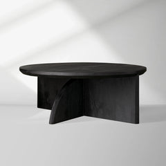 Calderone Round Coffee Table Mango Wood Cocktail Table Modern Sofa Center Tea Table