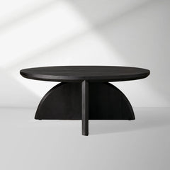 Calderone Round Coffee Table Mango Wood Cocktail Table Modern Sofa Center Tea Table