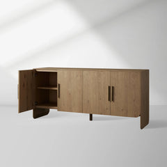 Felton Media Console Oak TV Stand Side Cabinet Television Storage Unit Wood Sideboard