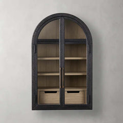 Hattie Medi Century Style Wall Mounted Storage Cabinet Wood Arched Drawers Cabinet