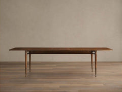 Ross Wood Extension Dining Table Walnut Mid-Century Dining Table with Self-Storing Leaf