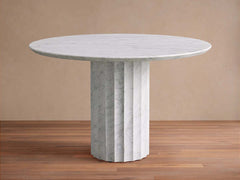 Danae Round Marble Stone Dining Table With Roman Column Base