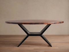Recycled Metal Dining Table With Vertex Iron Base