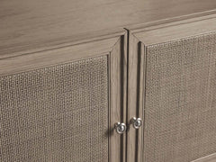 Pearson Mindi TV Stand Woven Cane Cabinet Doors Media Console Wood Sideboard Television Storage Unit