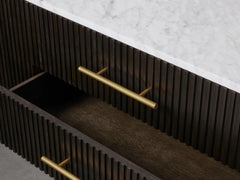 Finnley Marble Top Sideboard Wood Bluestone Top Buffet Cabinet with Drawers