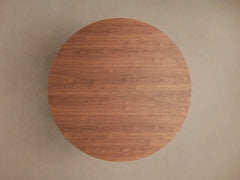 Cortina Wood Round Dining Table Sculptural Wave Base in American Walnut