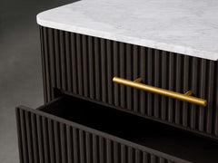 Finnley Three-Drawer Chest Cabinet Bedroom Nightside Table with Stone Top