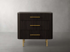 Finnley Three-Drawer Chest Cabinet Bedroom Nightside Table with Stone Top