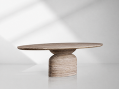 Perth Grey Travertine Oval Dining Table